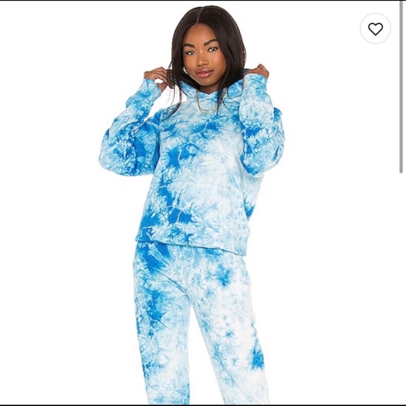 NWT Frankie’s Bikinis Aiden Hoodie in Blue Ocean Tie Dye - Picture 8 of 11
